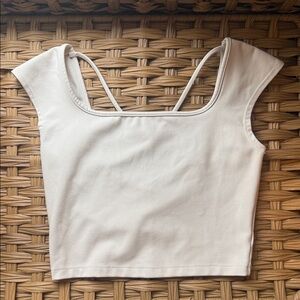 Wild Fable Cream Cross Strap Workout Cropped Workout Tank Size S